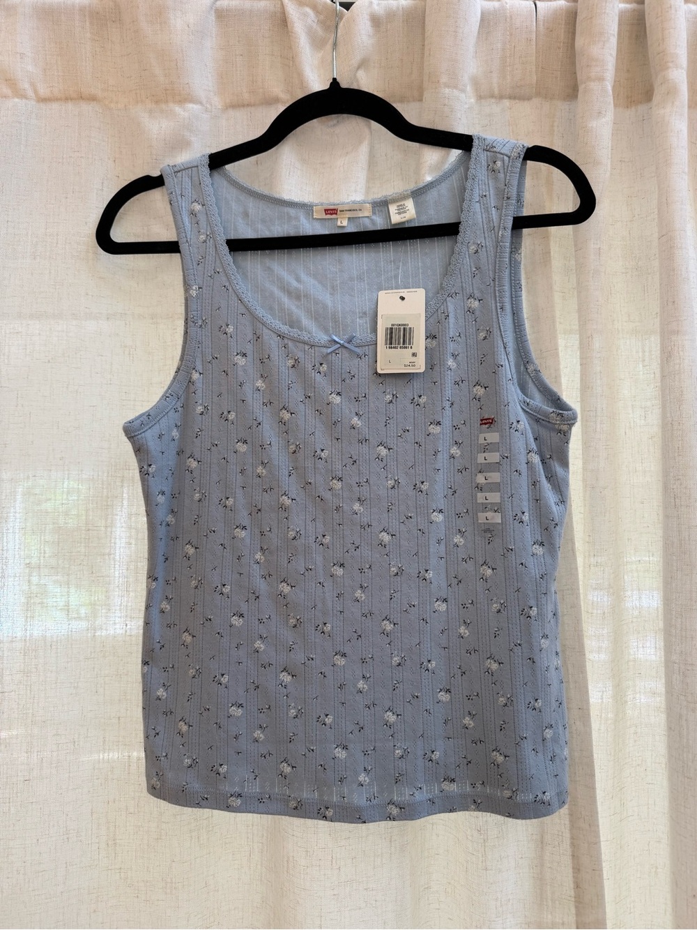 Levi's Light Blue Floral Ribbed Tank